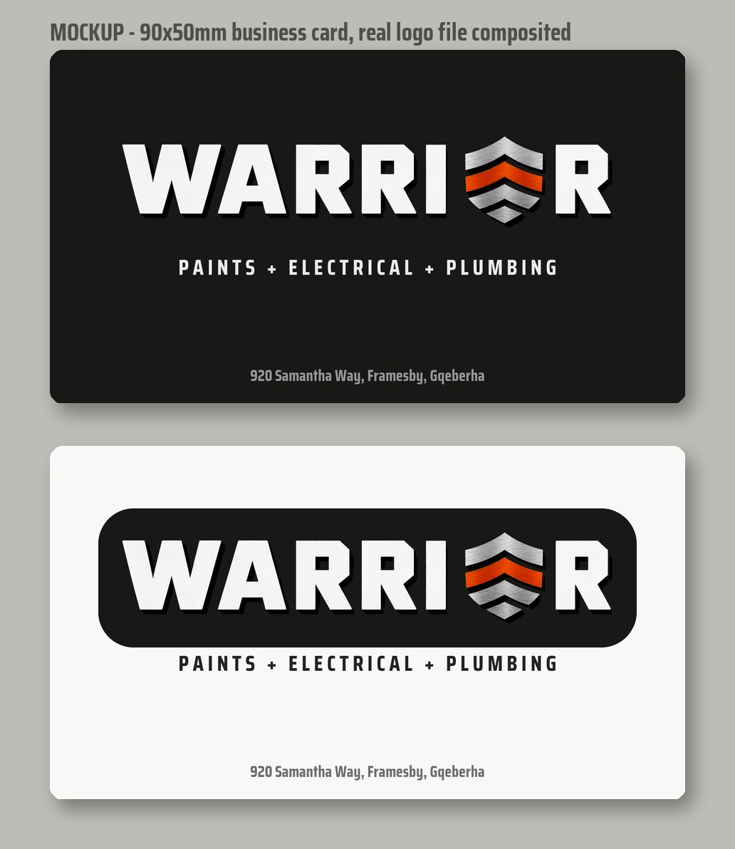 Business card mockup with the Warrior logo